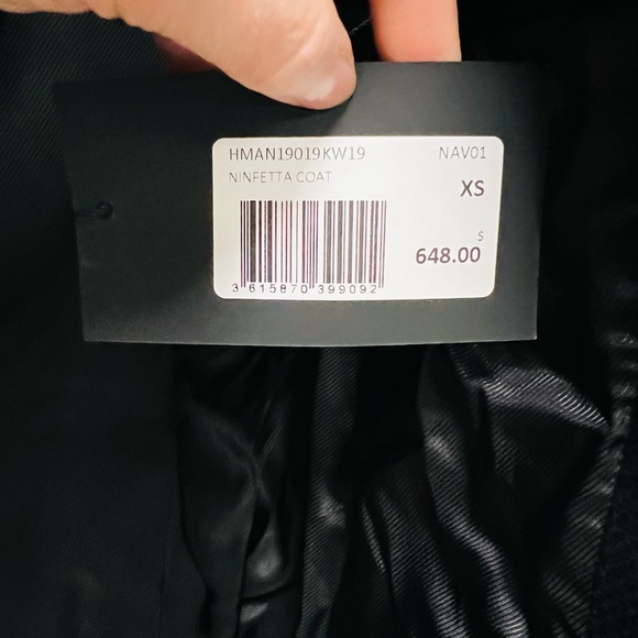 NWT The Kooples Ninfetta Wool Leather Coat Black Brass Buttons XS - Picture 5 of 11